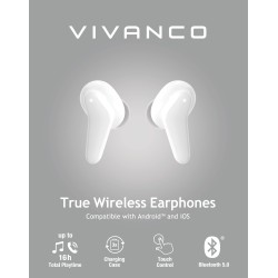 Vivanco Fresh Pair Auriculares Inalámbrico Dentro de oído Llamadas Música Bluetooth Blanco