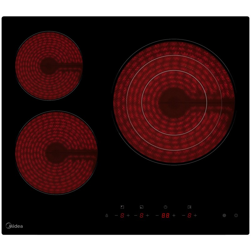 Midea MCH522T219K0 hobs Negro Integrado 59 cm Con placa de inducción 3 zona(s)