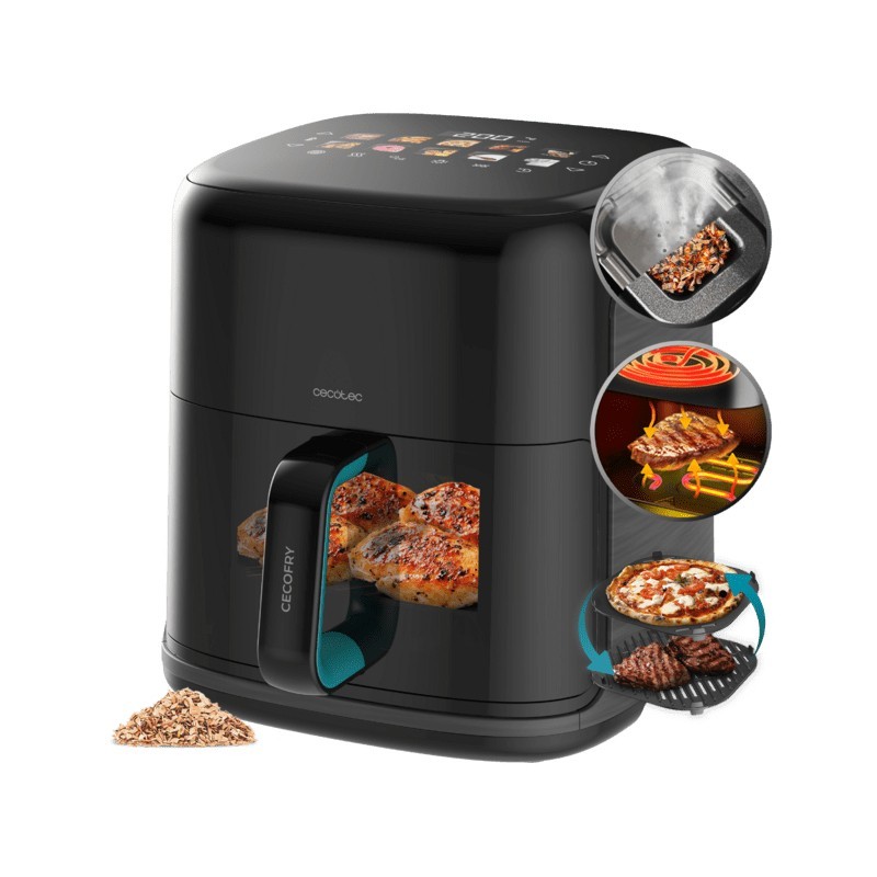 Cecotec Cecofry&Grill Smokin'Prime 6500 Sencillo 6,5 L Independiente 2200 W Freidora de aire caliente Negro