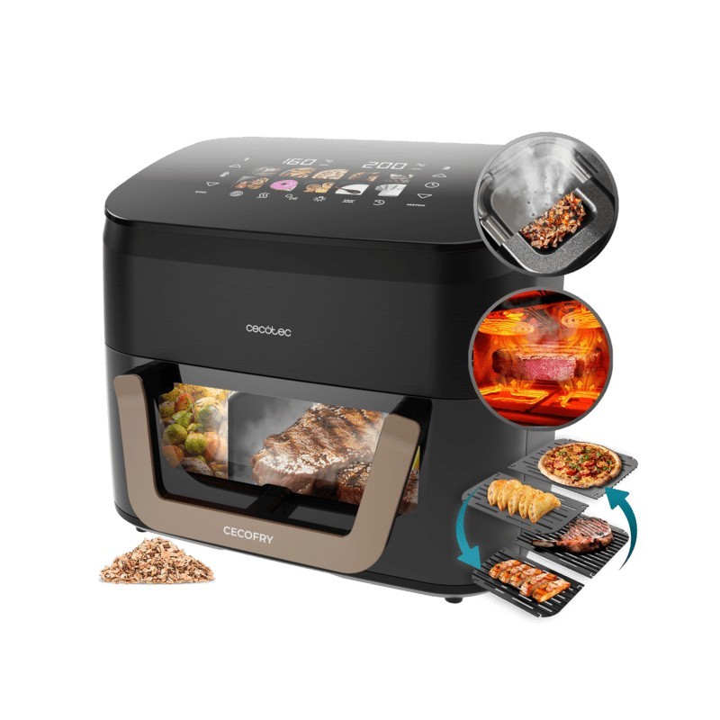 Cecotec Cecofry&Grill Smokin' 11000 Plus Sencillo 11 L Independiente 2900 W Freidora de aire caliente Negro