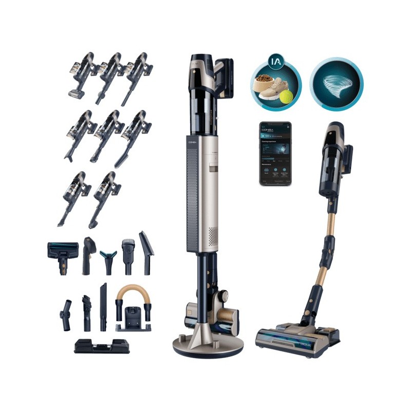 Cecotec RZ90 AI AquaPet Flex Connected Aspiradora escoba Batería Seca y húmeda Sin bolsa 850 W Azul 5 Ah