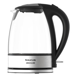 Taurus AROA GLASS tetera eléctrica 1,7 L 2200 W Transparente, Acero inoxidable, Negro