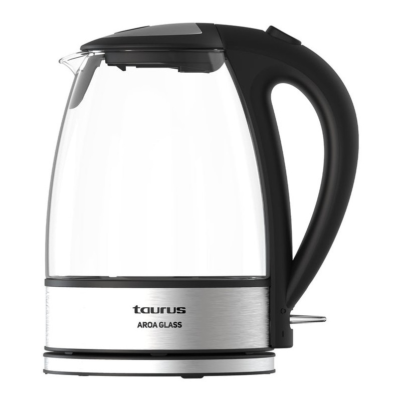 Taurus AROA GLASS tetera eléctrica 1,7 L 2200 W Transparente, Acero inoxidable, Negro